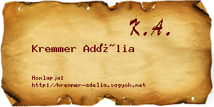 Kremmer Adélia névjegykártya